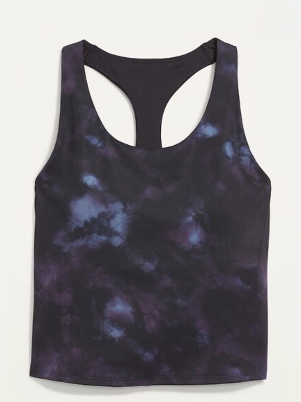 Old Navy XXL PowerSoft Racerback Crop Tank Built in Bra - Black Tie Dye